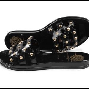 Women VINCE CAMUTO Black CARRON Jelly Slides NWOT